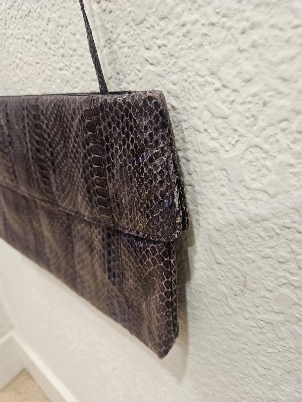 Vintage Joseph Genuine Purple Snakeskin Convertible Envelope Clutch Bag